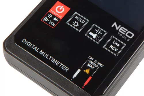 Neo Tools Multiméter digitális, AC V, DC V, AC A, DC A, ellenállás, hőmérő
