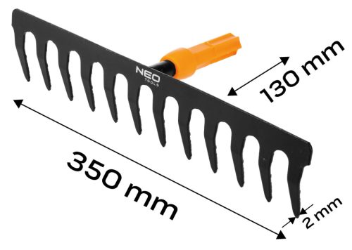 Neo Tools Gereblye, 12 fogú, acél, 350mm, Neo Click System