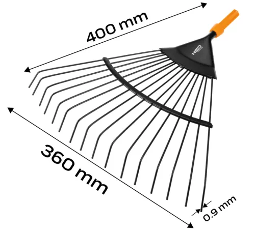 Neo Tools Gereblye, 16 fogú, 360mm, acél, Neo Click System