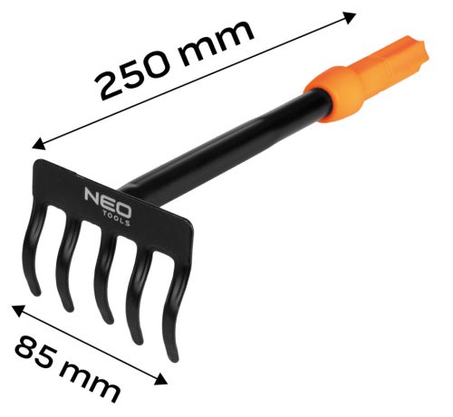 Neo Tools Gereblye 250mm, 5 fogú, acél, Neo Click System