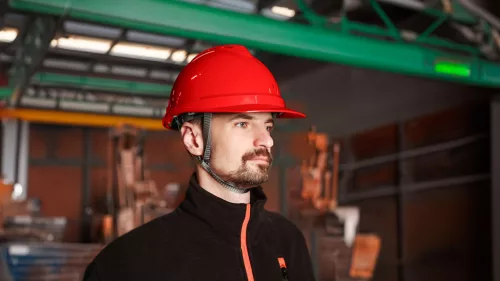 Neo Tools Védősisak állszíjjal, piros