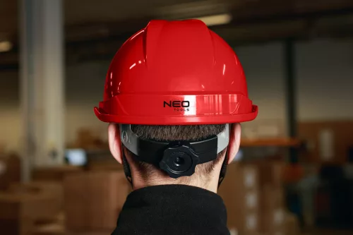 Neo Tools Védősisak állszíjjal, piros