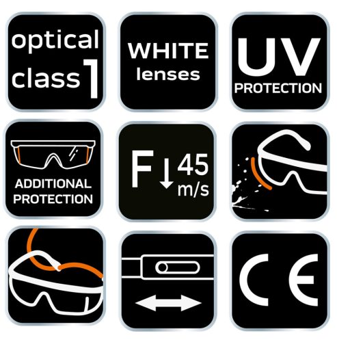 Neo Tools Védőszemüveg, víztiszta lencsékkel, állítható szárral