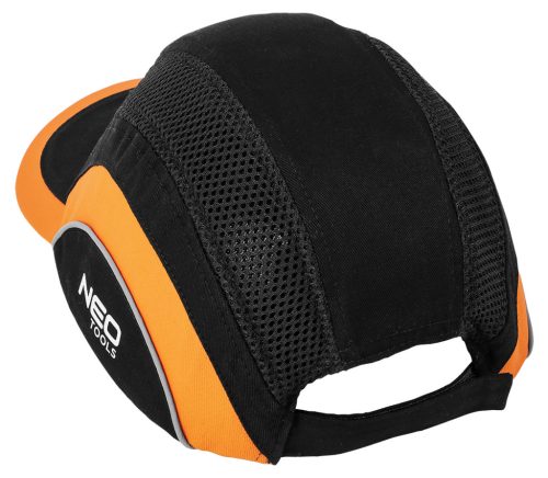 Neo Tools Munkavédelmi baseball sapka, merevítettl, fekete és narancssárga, CE