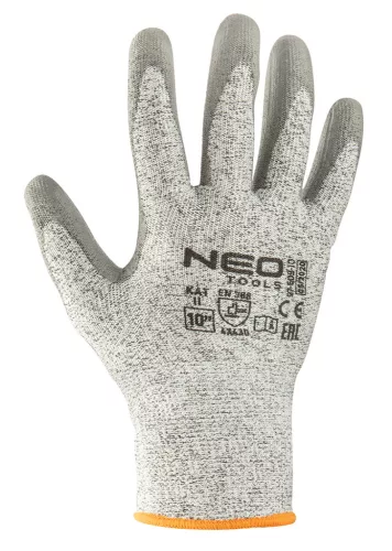 Neo Tools Munkakesztyű vágásbiztos kesztyű PU bevonattal, 4x43D, 10"