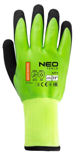 Neo Tools Munkakesztyű AquaWinter, hőszigetelt, vízálló, dupla latex bevonatú poliészter, 11"