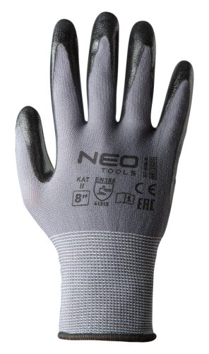 Neo Tools Munkakesztyű nitril bevonatú nylon, 4131x, 9"