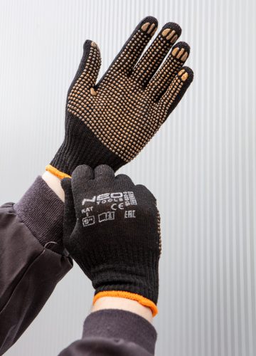 Neo Tools Munkakesztyű latex bevonatú pamut poliészterrel, csúszásgátló pöttyökkel, 2143x, 8"