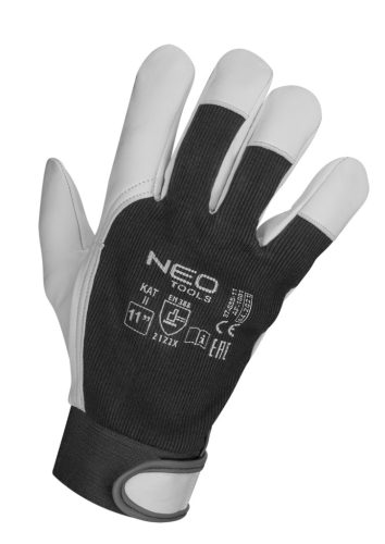 Neo Tools Munkakesztyű kecske bőr, tépőzáras, CE, 2122x, 11"