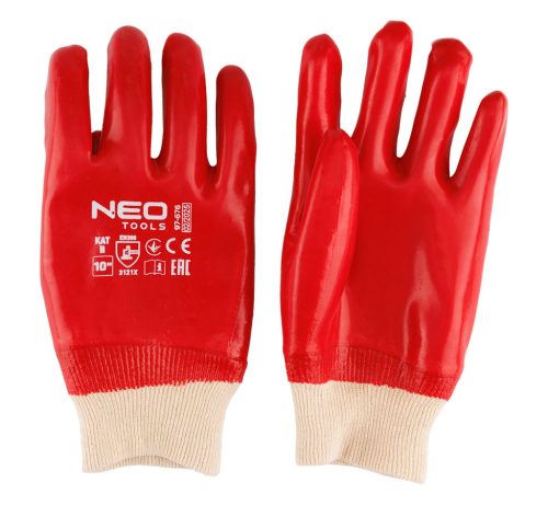 Neo Tools Munkakesztyű, pamut,vegyszerálló, PVC bevonattal, 3121X, 10"