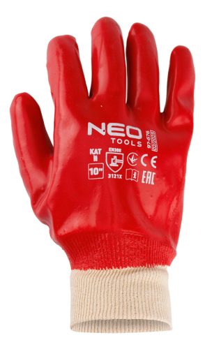 Neo Tools Munkakesztyű, pamut,vegyszerálló, PVC bevonattal, 3121X, 10"