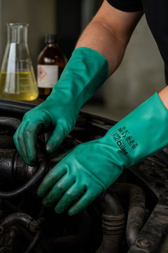 Neo Tools Munkakesztyű, vegyszerálló nitril, hosszú szárral, 8"