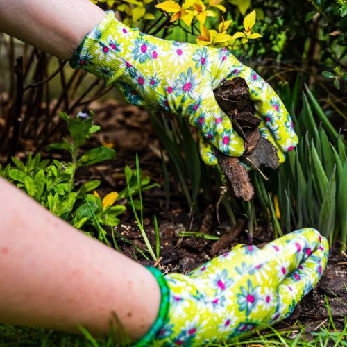 Verto Kertész kesztyű, nitril bevonat, virágmintás, 4131X, 7", légáteresztő felsőrész