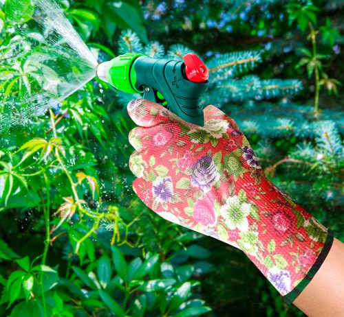 Verto Kertész kesztyű, pu bevonat, rózsamintás, 4131X, 7"