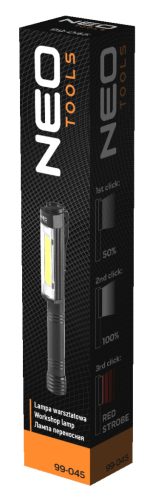 Neo Tools Műhely-vizsgálólámpa, elemes 3xAA, 400lum COB LED, 4W