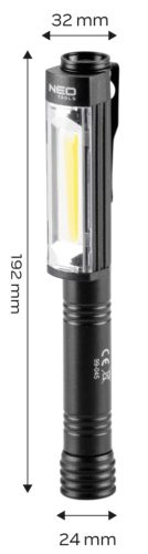 Neo Tools Műhely-vizsgálólámpa, elemes 3xAA, 400lum COB LED, 4W