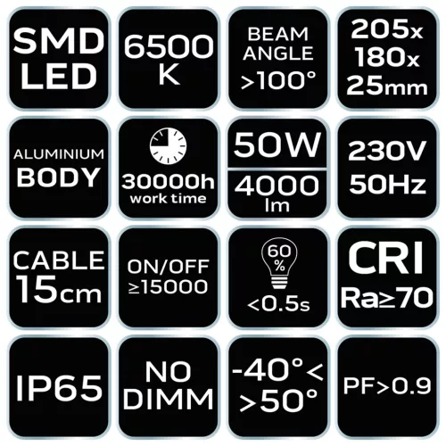 Neo Tools Reflektor 230V/50W, 4000lum, SMD led