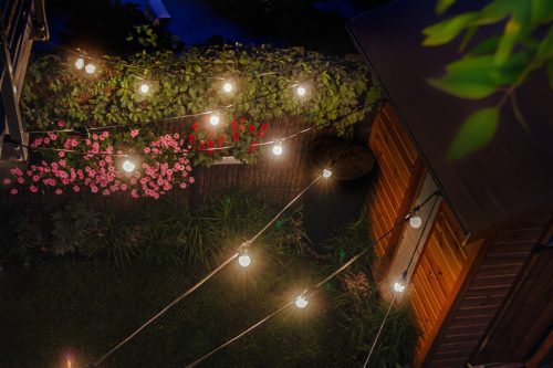 Neo Tools Kerti fényfüzér, 20m, 22db E27 led ízzóval, 230V