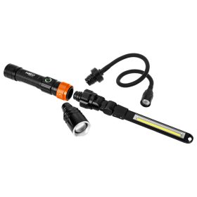   Neo Tools Akkus 3az1-ben vizsgálólámpa, tölthető, 350lum COB LED, 3W, IP44