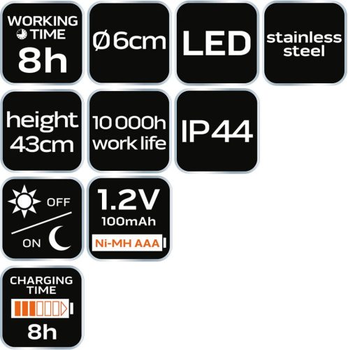 Neo Tools kerti lámpa napelemes ledes