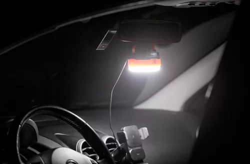 Neo Tools Akkus 3az1-ben Kempinglámpa/zseblámpa/powerbank, 500lm, 3,7V/2000mAh, USB és kézi tekerődinamós töltés