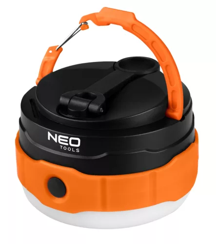 Neo Tools Akkus 3az1-ben Kempinglámpa/zseblámpa/powerbank, 500lm, 3,7V/2000mAh, USB és kézi tekerődinamós töltés
