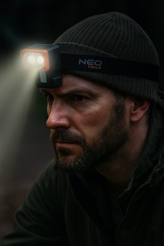 Neo Tools Fejlámpa, akkus, talppal, fejpánttal, tokkal, 500lm
