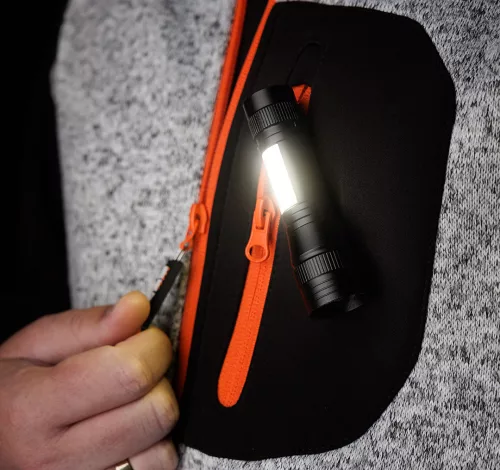 Neo Tools Zseblámpa, tölthető, XPE+COB LED, 220lum max. fényerő, 300mAh akku