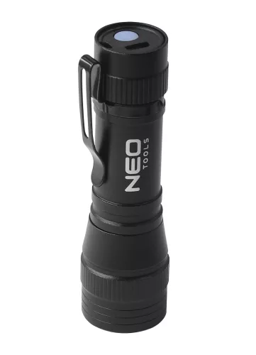 Neo Tools Zseblámpa, tölthető, XPE+COB LED, 220lum max. fényerő, 300mAh akku