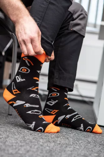 Neo Tools Munkazokni, 80% pamut, szerszám mintás 39-42, narancs/fekete