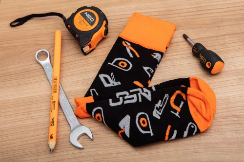 Neo Tools Munkazokni, 80% pamut, szerszám mintás 43-46, narancs/fekete