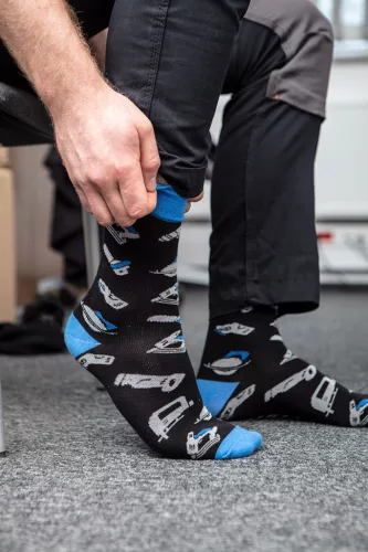 Graphite Munkazokni, 80% pamut, szerszám mintás 39-42, kék/fekete