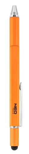 Neo Tools Fém golyóstoll, 5az1-ben, mérőléc, golyóstoll, vízmérték, érintőceruza, csavarhúzó