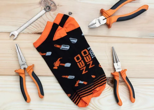 Neo Tools Munkazokni, 80% pamut, szerszám mintás 39-42, narancs/fekete