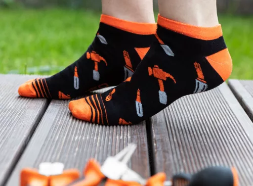 Neo Tools Munkazokni, 80% pamut, szerszám mintás 39-42, narancs/fekete