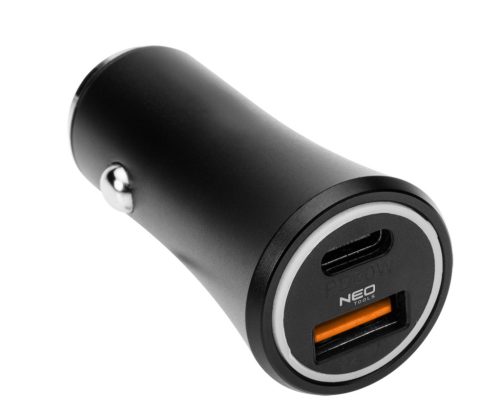 Neo Tools Autós USB adapter,12-24V, USB-A, USB-C csatlakozókkal