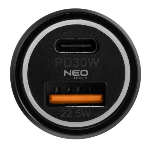 Neo Tools Autós USB adapter,12-24V, USB-A, USB-C csatlakozókkal