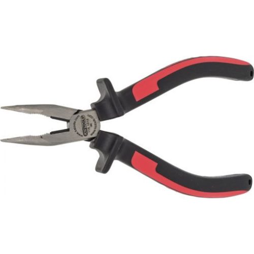 KS Tools Félkerekcsőrű fogó hajlított, kétkomponensű nyél 165 mm, 45°-os, vágóéllel