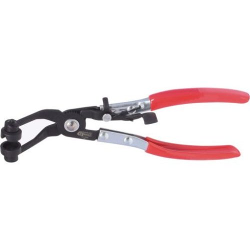 KS Tools Tömlőbilincs fogó, hajlított, reteszelhető 220 mm, 45°, 0-65 mm, (rugószalag bilincsekhez)