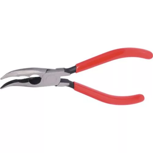 KS Tools Félkerekcsőrű fogó hajlított, PVC nyél 165 mm, 45°-os, vágóéllel