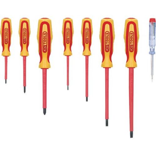 KS Tools Szigetelt csavarhúzó készlet, 1000V 8 részes 4FL+3PH+fázisceruza