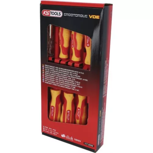 KS Tools Szigetelt csavarhúzó készlet, 1000V 8 részes 4FL+3PH+fázisceruza