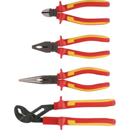 KS Tools Szigetelt fogó készlet, ablakos dobozban 1000V 4 részes  kombi.telefon,Oldalcsípő,vízpumpa