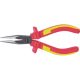 KS Tools Szigetelt félkerekcsőrű fogó, hosszú csőrű, 1000V 165 mm, vágóéllel, kétkomponensű nyél