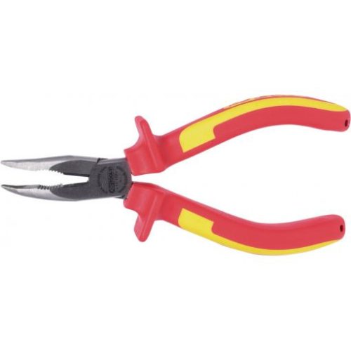 KS Tools Szigetelt félkerekcsőrű fogó, hajlított, kétk.ny. 160 mm, vágóéllel, 1000V