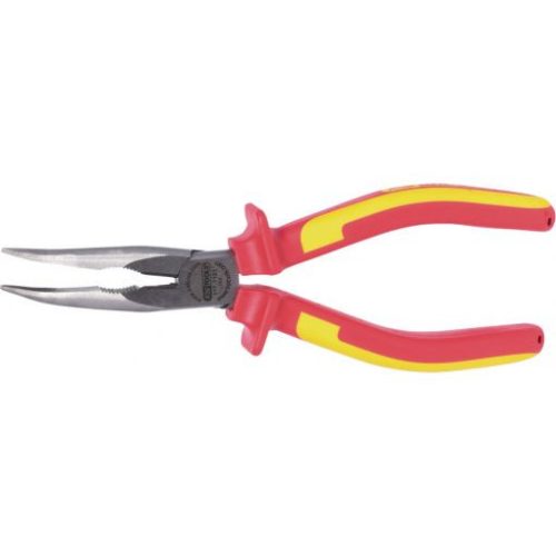 KS Tools Szigetelt félkerekcsőrű fogó, hajlított, kétk.ny 200 mm, vágóéllel