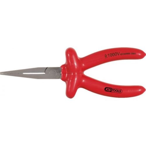 KS Tools Szigetelt kerekcsőrű fogó, rövid csőrű 160 mm, 1000V, mártott nyél