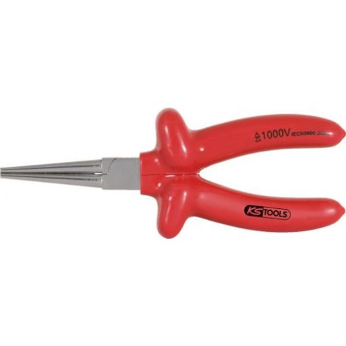 KS Tools Szigetelt kerekcsőrű fogó, hosszúcsőrű 160 mm, 1000V, mártott nyél