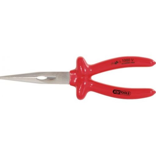 KS Tools Szigetelt félkerekcsőrű fogó, hosszú csőrű, 1000V 160 mm, mártott nyél