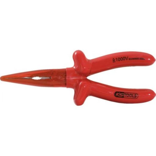 KS Tools Szigetelt félkerekcsőrű fogó, hosszú csőrű 160 mm, 1000V, mártott nyél és fej